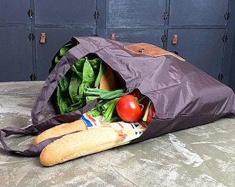 Sac à provisions pliable, sac de courses réutilisable grand sac de marché écologique à anses longues cadeau pour grand-mère grand