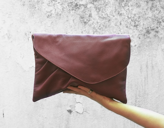 Burgundy Leather Purse Clutch Envelope Clutch Crossbody Bag - Etsy Israel