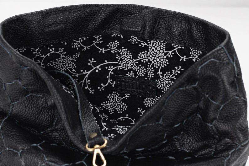 Black oversized hand woven clutch purse in leather, over the shoulder bag woman clutch crossbody bag handbag mothers day gift - Helon clutch image 8