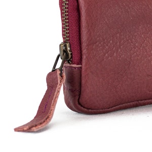 Burgundy soft leather zipper case, coin purse zipper phone pouch money bag credit card zip purse handbag gift The Myrto Zipper pouch image 6