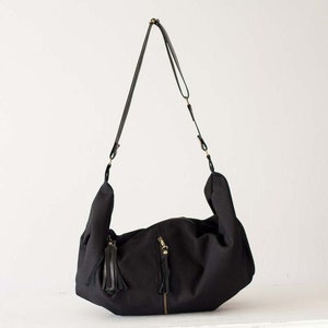 Black Crossover Canvas Bag Hobo Purse Crossbody Bag Shoulder - Etsy