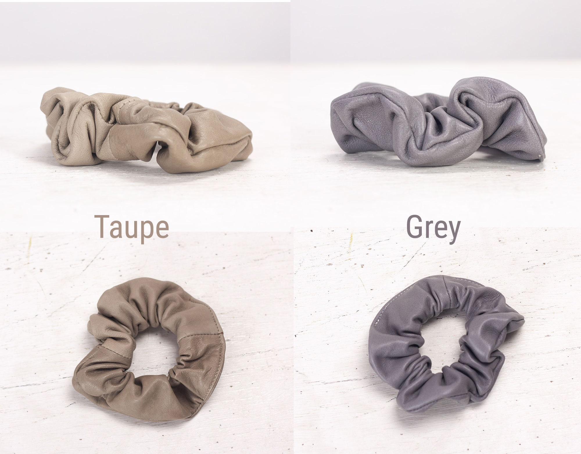 Lambskin Scrunchies, Leather Hair Ties Ponytail Holder