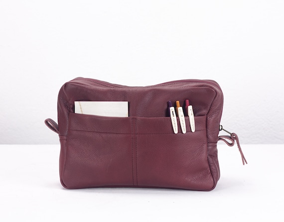 Burgundy Leather Bag Organizer Purse Insert Diaper Bag 