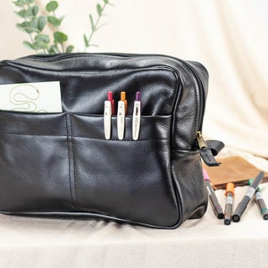 Black leather bag organizer, purse insert diaper bag organizer large removable bag insert gift for wife zipper case handbag - Ydra organizer