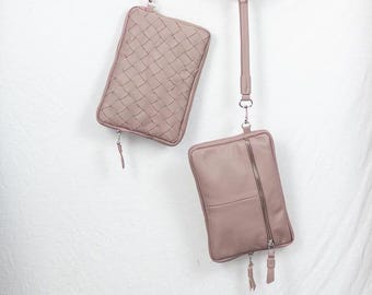 Cartera grande de piel de beis con cierre de cremallera, hecha a mano, para mujer, regalo para ella - La cartera Antheia