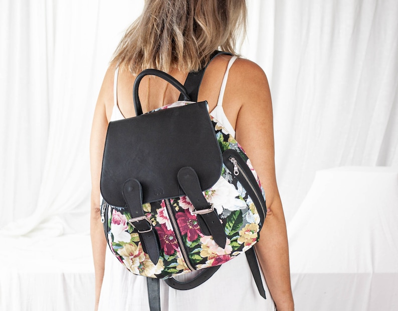 floral travel backpack