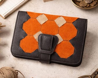 Dark Brown Woven Large leather wallet clutch, slim passport phone wallet, zip pouch included, womens travel organizer - Iole wallet