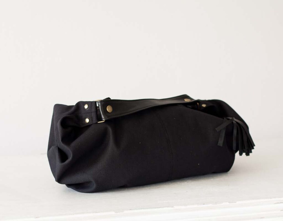Black canvas bag hobo purse everyday bag small shoulder bag Etsy