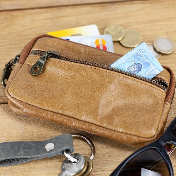 Leather Zipper Case Etsy