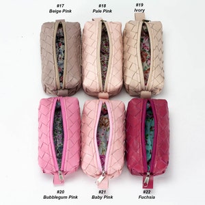 REC Mini case hand woven leather makeup case, braided rectangular accessory bag purse case zipper pouch gift for her under 40 image 9