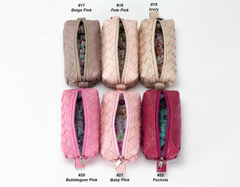 REC Mini case hand woven leather makeup case, braided rectangular accessory bag purse case zipper pouch gift for her under 40 image 9