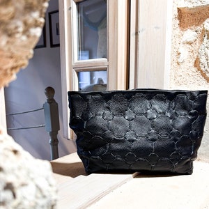 Cartera de mano negra de gran tamaño tejida a mano en piel, bolso de hombro para mujer, bolso bandolera, bolso de mano, regalo para el día de la madre - Helon clutch