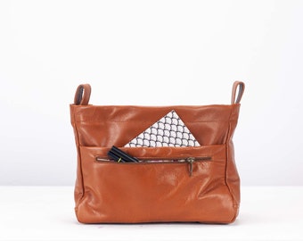 Tan brown soft leather bag insert, purse organizer diaper bag organizer large removable bag insert bag insert handbag -Bag organizer