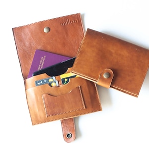 Brown vintage leather bifold wallet, phone wallet bifold womens large leather phone wallet minimalist - Iole Wallet