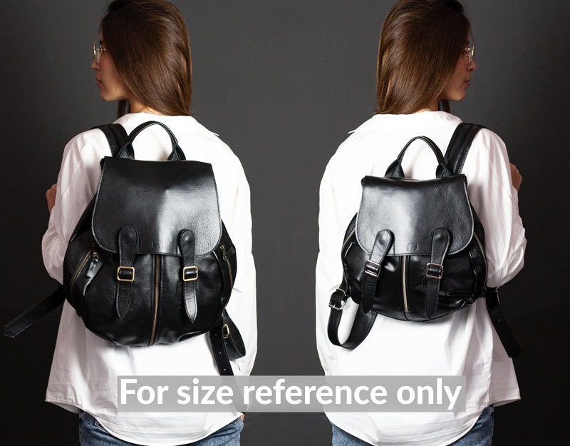 Leather Backpack in Khaki Green for Women, Travel Backpack  display picture 1