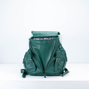 Leather backpack in petrol green, womens travel backpack pocket back bag laptop diaper daypack knapsack everyday large Artemis backpack image 5