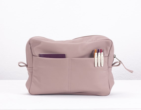 Buy Beige Pink Leather Bag Organizer Purse Insert Diaper Bag Online in  India 