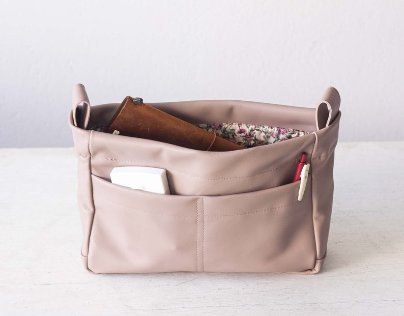Beige pink leather bag organizer purse insert diaper bag Etsy