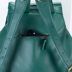 Leather backpack in petrol green, womens travel backpack pocket back bag laptop diaper daypack knapsack everyday large Artemis backpack image 7