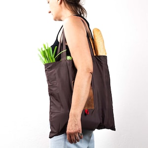 Foldable shopping bag, reusable grocery bag market bag large long handles eco reusable bag gift for grandma large image 2