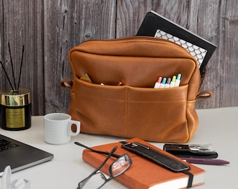 Brown Leather Purse Organizer Insert, Large Handbag Organizer with Pockets, Removable Bag – The Ydra Organizer