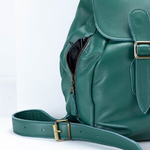 Leather backpack in petrol green, womens travel backpack pocket back bag laptop diaper daypack knapsack everyday large Artemis backpack image 8