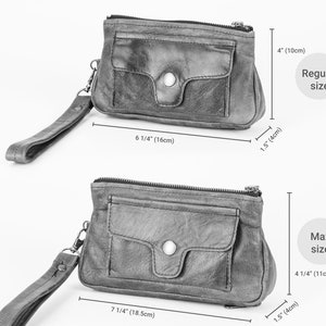 Wristlet leather wallet in black, phone zipper clutch, womens travel passport pouch, zip phone wallet case - Thalia Wallet image 9