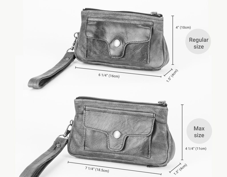 Wristlet leather wallet in black, phone zipper clutch, womens travel passport pouch, zip phone wallet case - Thalia Wallet image 9