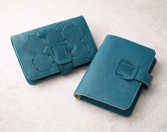 Petrol Blue Large leather wallet clutch, slim passport phone wallet, zip pouch included, womens travel organizer - Iole wallet