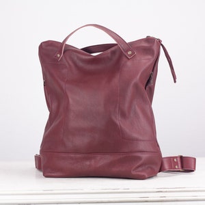 Sac à dos bordeaux en cuir unisexe, sac à dos simple sac de tous les jours sac à dos 15 cadeau sac à dos MacBook 13 pour elle - Le sac à dos Minos