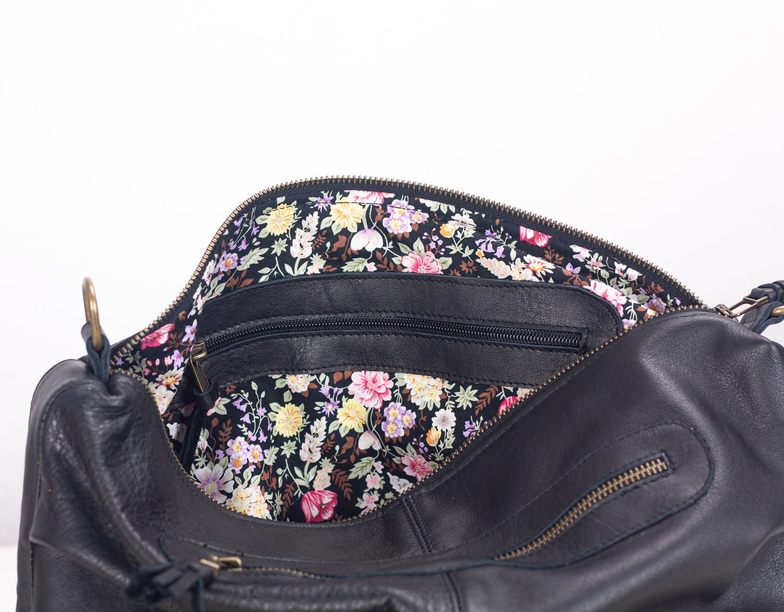 Black Leather Crossbody Satchel Bag Everyday Messenger Purse Etsy