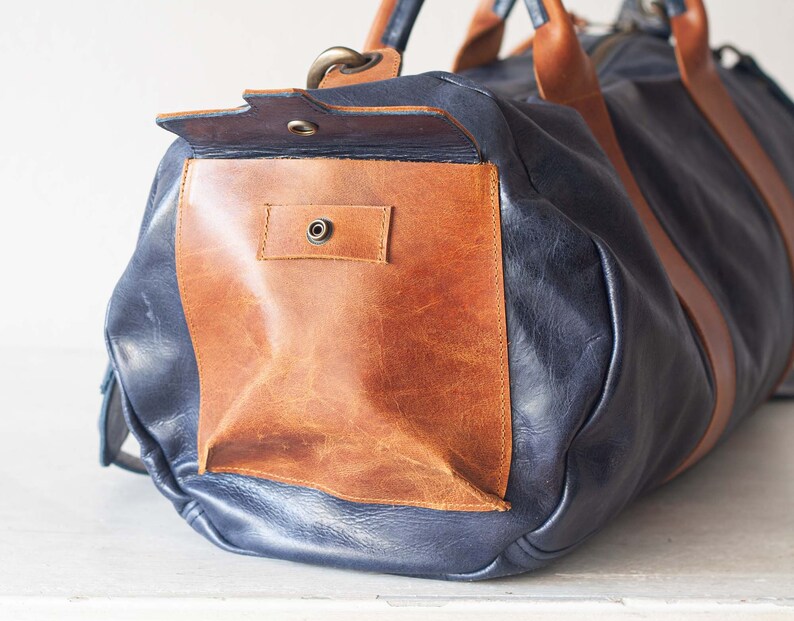 Mens Duffel Bag in Blue Travel Bag Mens Gym Bag Duffle Bag Etsy