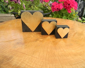 Small Gold heart, letterpress blocks