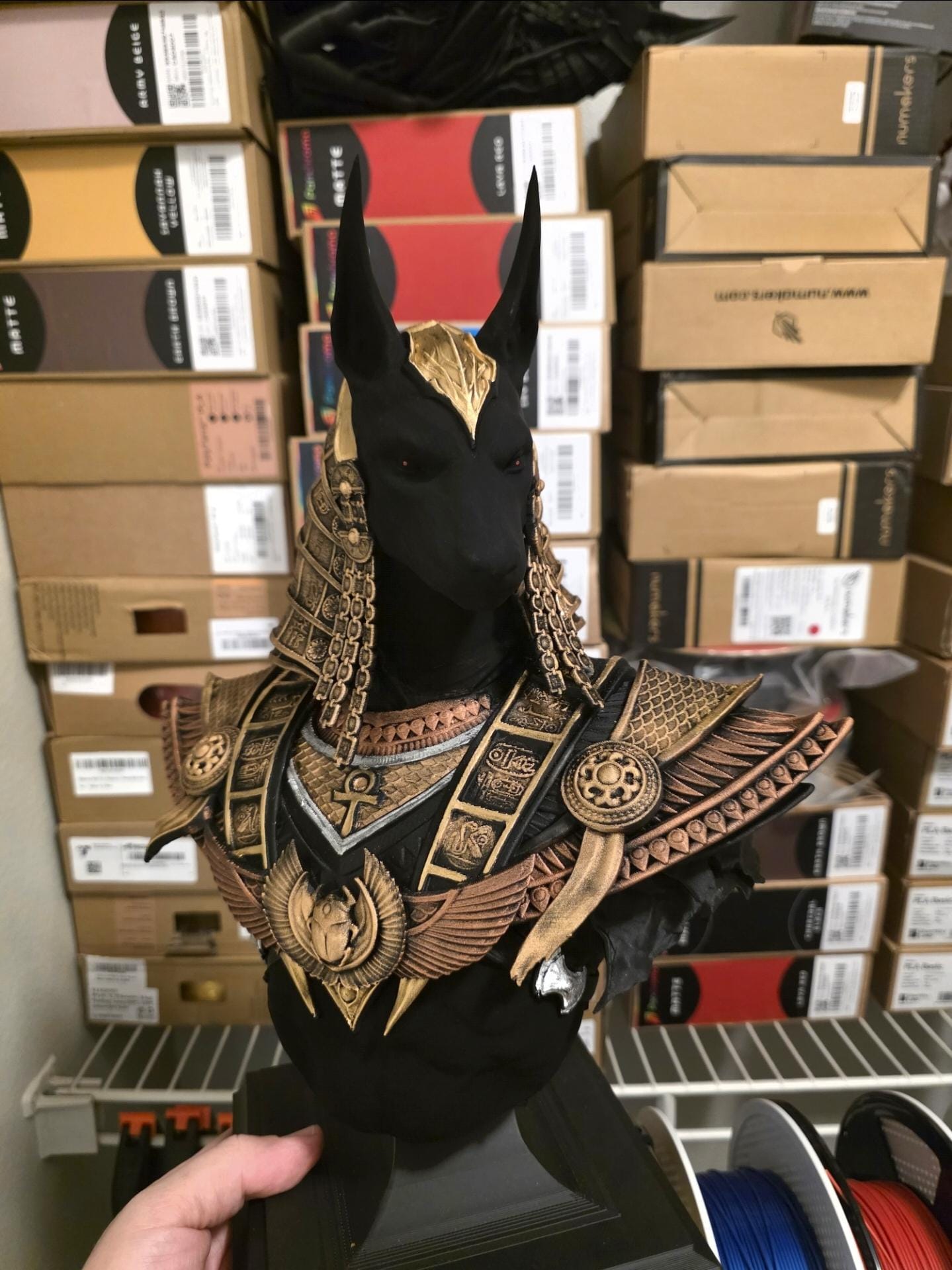 The Mummy Ccanopy Anubis JAR Chacal Head Prop Réplica botella de resina Urna Multicolor, Varios colores