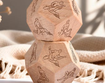 Date Night Dice, 12 Sided Love Position Dice, Beech Wood Engraved Dice, Intimate Couples Game, Romantic Gift, Anniversary Valentines Gift
