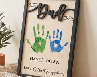 Regalo per la festa del papà, Il miglior papà di sempre, Cartello personalizzato con l'impronta della mano del papà, Regalo per la festa del papà dai figli, Ricordo personalizzato fai da te per papà e nonno