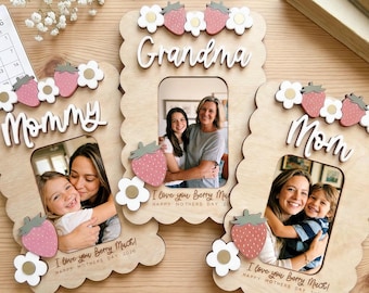 Magnetic Photo Frame, Fridge Magnet Photo Frame, Strawberry Magnet, Mom Photo Magnet, Grandma Photo Magnet, Mother's Day Gift