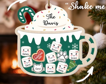 4D Shake Family Ornament With Pets, 4D Shake Family Ornament With Pets,Family Ornament 2025, Family Keepsake, Family Christmas Gift