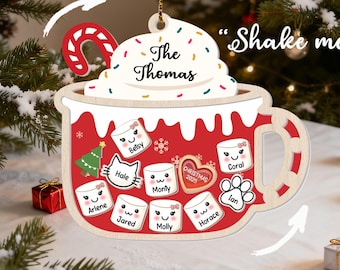 4D Shake Family Ornament With Pets, 4D Shake Family Ornament With Pets,Family Ornament 2025, Family Keepsake, Family Christmas Gift