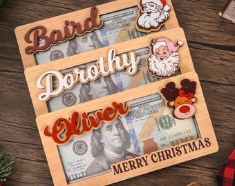 Christmas Money Holder Personalized,Christmas Gift, Santa Money Holder, Christmas 2025, Xmas Gift for Family, Reindeer Christmas Money Card