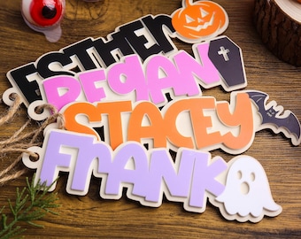 Ghost Halloween Basket Tag, Personalized 3D Halloween Name Tag, Ghost Tag,Halloween Name Tags, Boo Basket Filler, Halloween Stuffers