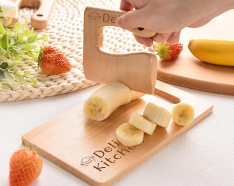 Personalized Cutting Board sets for child,Montessori Kitchen Toys, Safe Kitchen Set,Ideal Gift for Toddlers Little Chefs Child Kitchen Tools