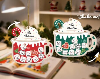 Personalized Family Ornament With Pets, Custom Marshmallows Family Shaker Ornament, Family Ornament 2024, Family Keepsake,Family Christmas