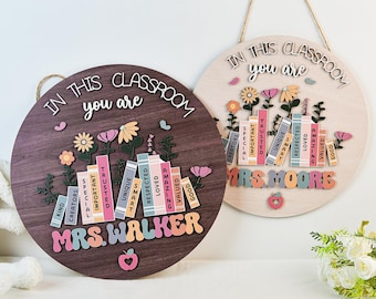 Personalisierte Lehrer Geschenke, 3D Lehrer Türschild, Lehrer Willkommensschild, Klassenzimmer Türschild, Zurück in der Schule Geschenk, Lehrer Willkommensschild
