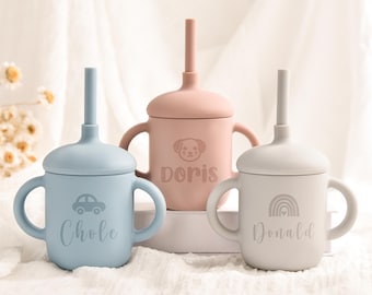 Custom Toddler Training Cup,Engraved Sippy Cup,Custom Silicone Cup With Straw,Engraved Sippy Cup,Toddler Training Cup,Baby Tumbler Gifts