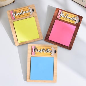 Personalisierte Lehrer Name Geschenk,Lehrer Sticky Note Pad Halter Geschenk,Papierfach Halter aus Holz,Student Geschenk für Lehrer,Lehrer Geschenk