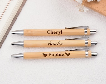 Personalised Engraved Bamboo Pen,Teacher Appreciation,Retirement Present for Him, Wedding Pen with Name,Special Gift for Him, Teacher Gift