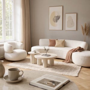 Luxury Modern Leather or Wool Sofa: Handcrafted Living Room Furniture