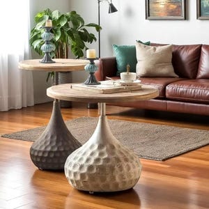 Rustic Oak Wood Coffee Table: Farmhouse Style End Table