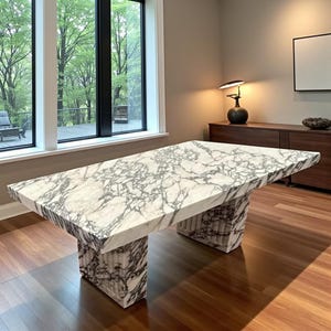 Premium Marble Table | Rectangular Marble Dining Table | Rectangular Marble Table | Marble Finished Dining Table |White Marble Dining Table